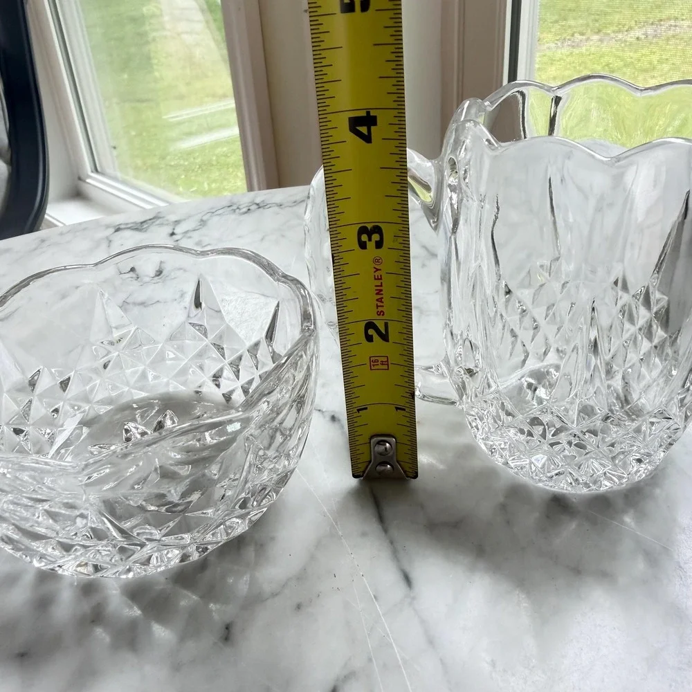 NEW VTG Crystal Creamer and Sugar Bowl Set‎ Elegant Yugoslavia 24% Lead Crystal